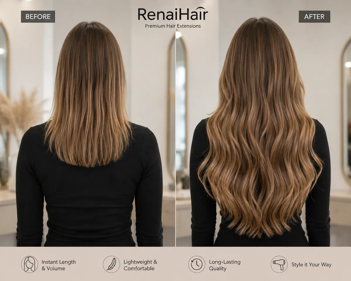 Hair extension wearing result supplied by Renai Hair